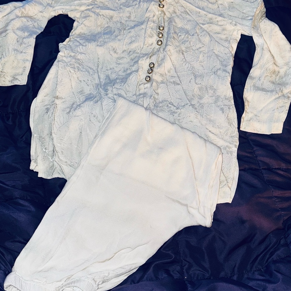 Vintage White Button Down Suit Separate Size 12 Medium